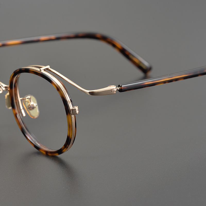 民国手工复古纯圆金丝钛合金眼镜框超轻镜架男近视女日本设计师款