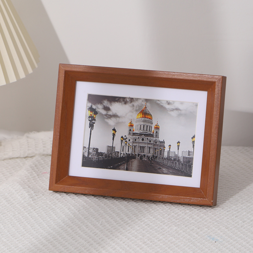 北欧简约木质相框批发桌摆件摆台6寸10寸相框照片挂墙美术字画框