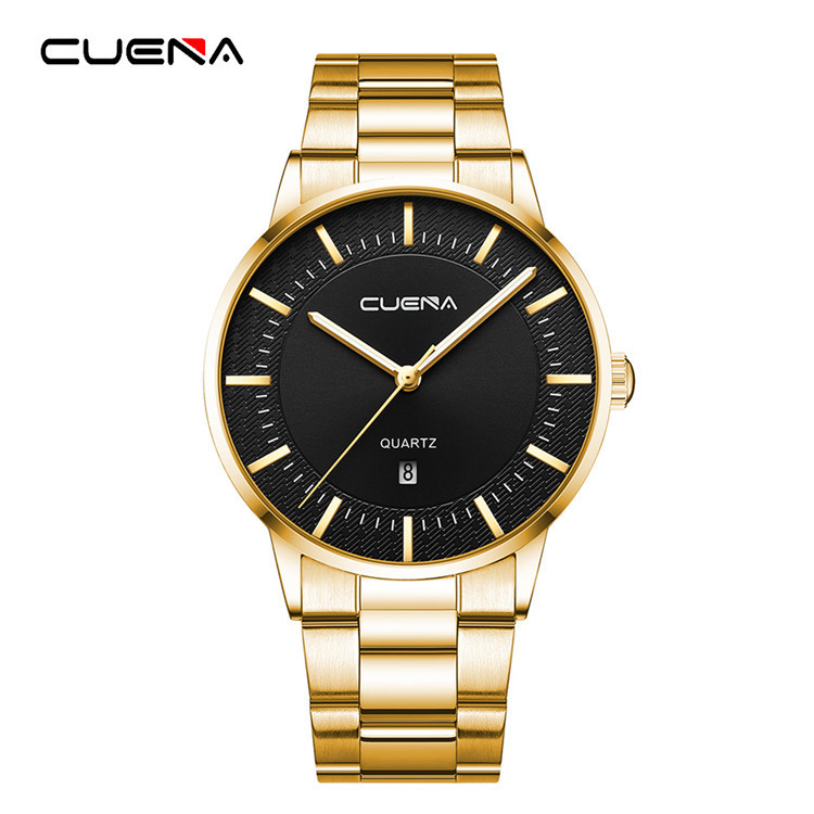 cuena/卡迪时新款6051男士手表外贸热卖日历运动钢带男士手表商务