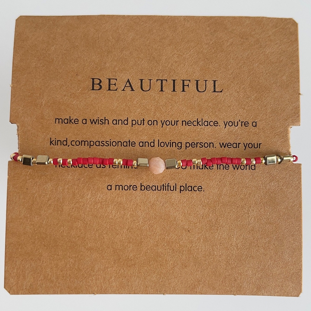 Popular [Lucky]]! Japanese Bead Natural Stone Element Small Bracelet Girls Simple Cute Carrying Strap Gift