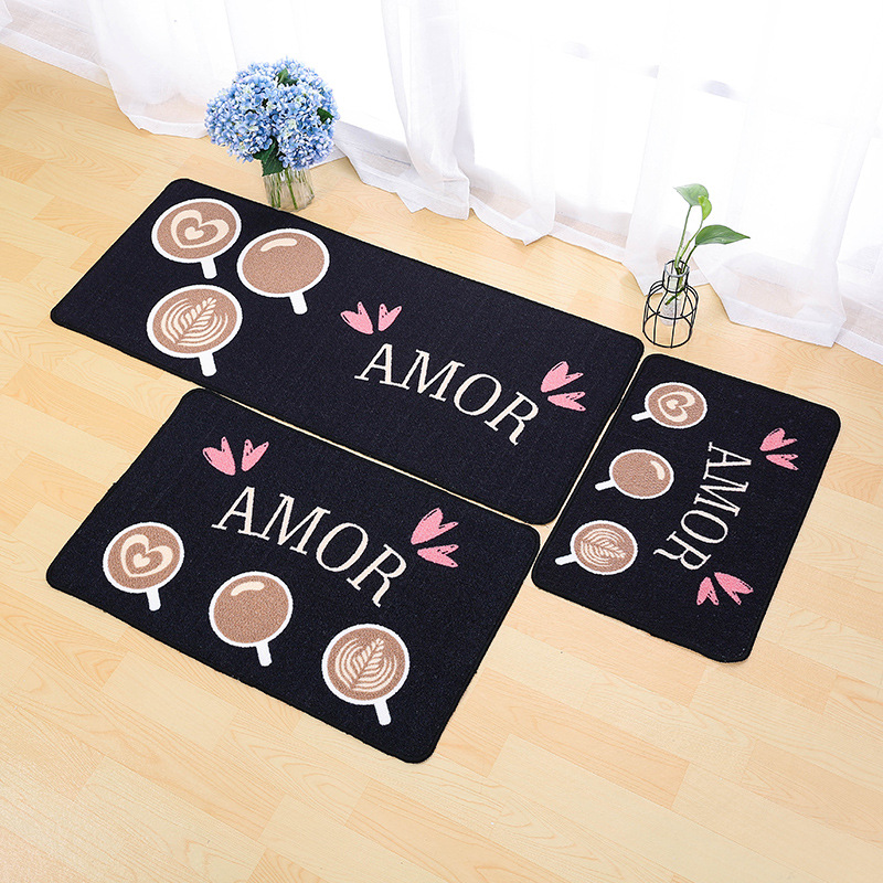 Cross-Border Velvet Cartoon Kitchen Floor Mat Stain-Resistant Household Latex Long Rug Doorway Scratch Non-Slip Mat