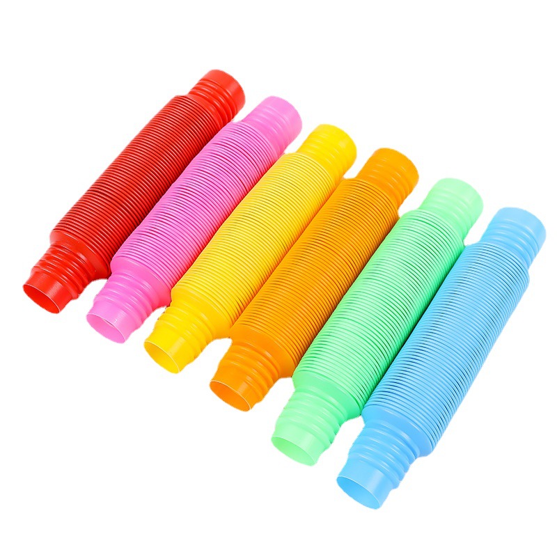 Cross-Border Pop Tube Children Sensory Color Stretch Plastic Pipe Corrugated DIY Extension Tube Vent Pressure Reduction Toy