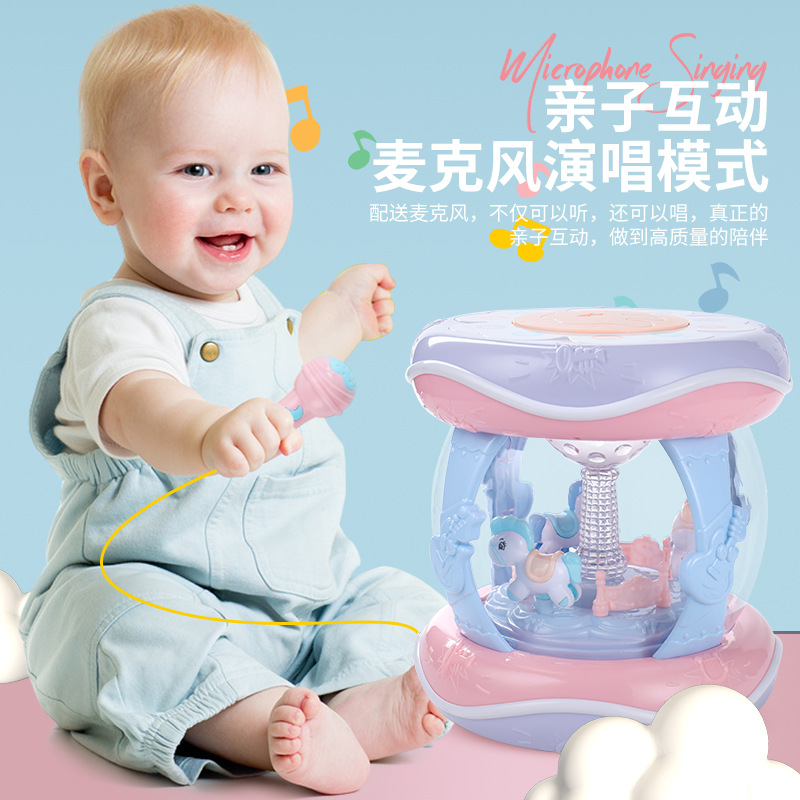 baby electric music hand drum toy children‘s educational early education with microphone charging carousel racket drum