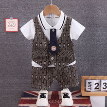 2023年夏季男宝宝套装小孩衣服韩版时尚婴幼儿童两件套短袖潮
