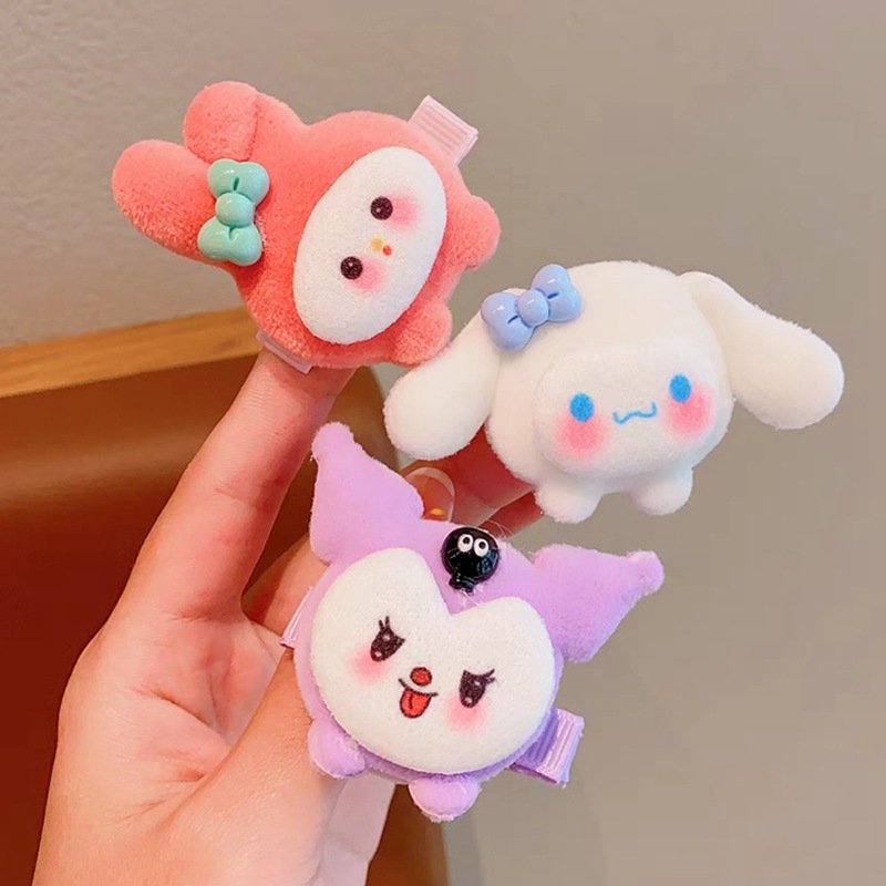 Girls Plush Hair Ring Cartoon Cute Cinnamoroll Babycinnamoroll Rubber Band Autumn and Winter Hair Accessories Girls Do Not Hurt Hair Clip Hair Clip Headdress