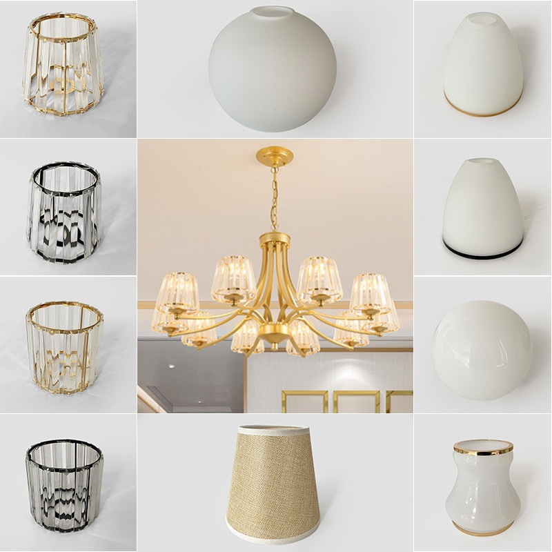 客厅吊灯改造配件大全圆球奶白磨砂罩透明磨砂头全铜水晶灯罩外壳