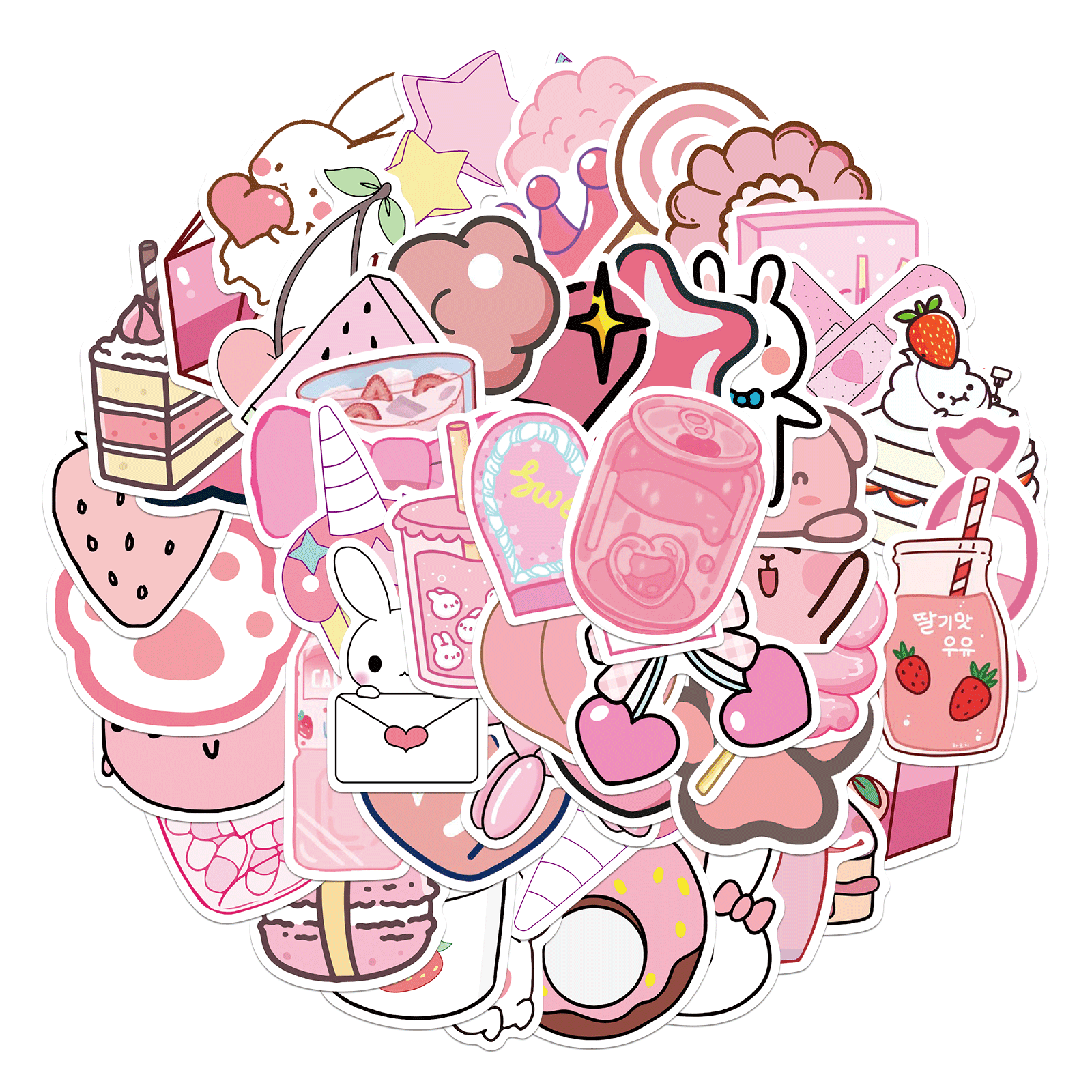 50张可爱粉色卡通动漫涂鸦贴纸行李箱头盔电脑防水贴纸可批发定制