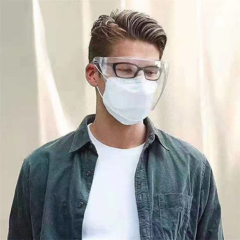 face shield户外骑行防雾隔离面罩pc透明防尘防飞沫面罩护目眼镜