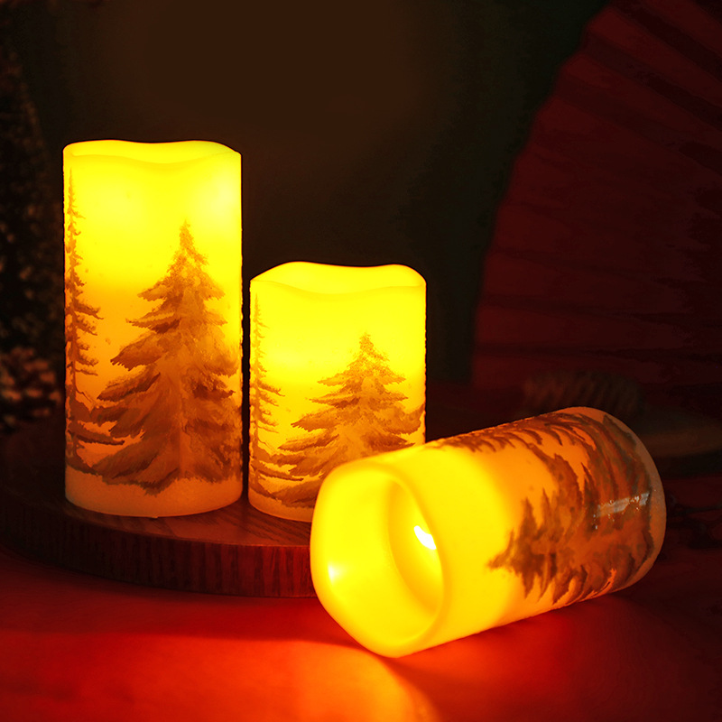 Christmas Tree Applique Electronic Candle Christmas Pine Silhouette Candle Light Candlelight Dinner Atmosphere Decoration Candle Light