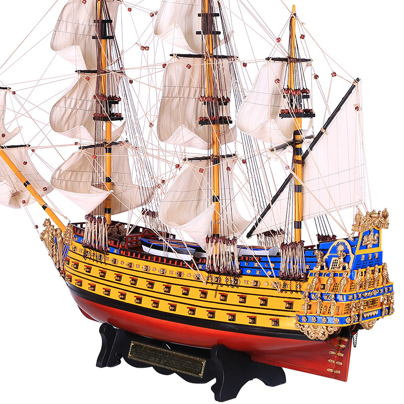 法国皇家索莱尔号145cm大型仿真帆船模型摆件装饰一帆风顺工艺船