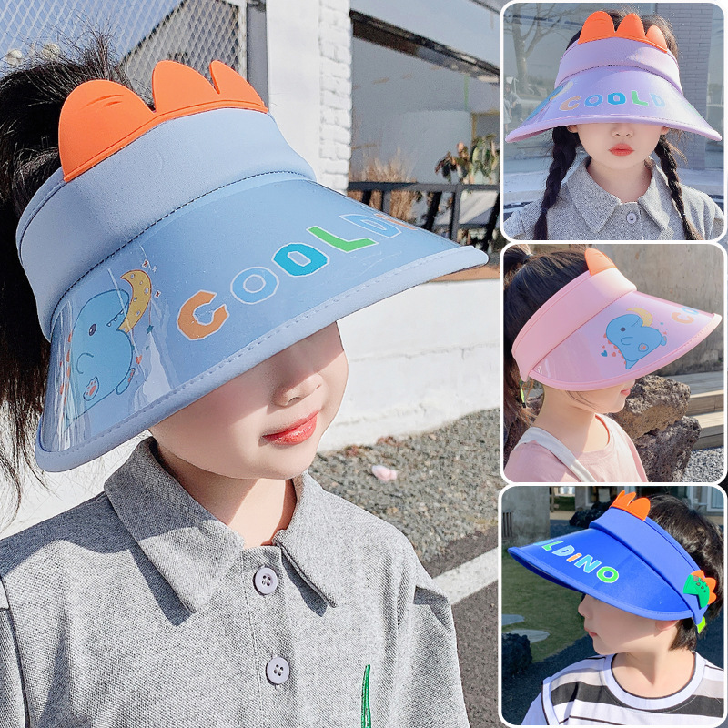 summer new children‘s little dinosaur topless hat cute cartoon sun hat big brim sun-proof beach hat tide