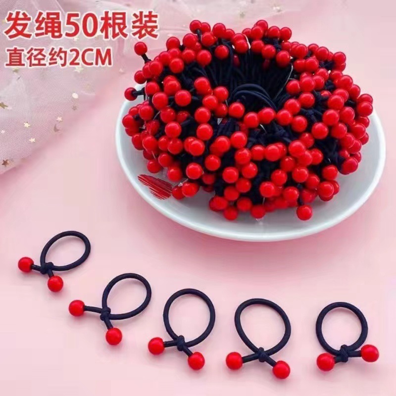 Korean Children's Hair Rope Red Bean Hair Rope DIY Elastic String Rubber Band Hair Band Girls Headdress Baby Simple Hair Accessories