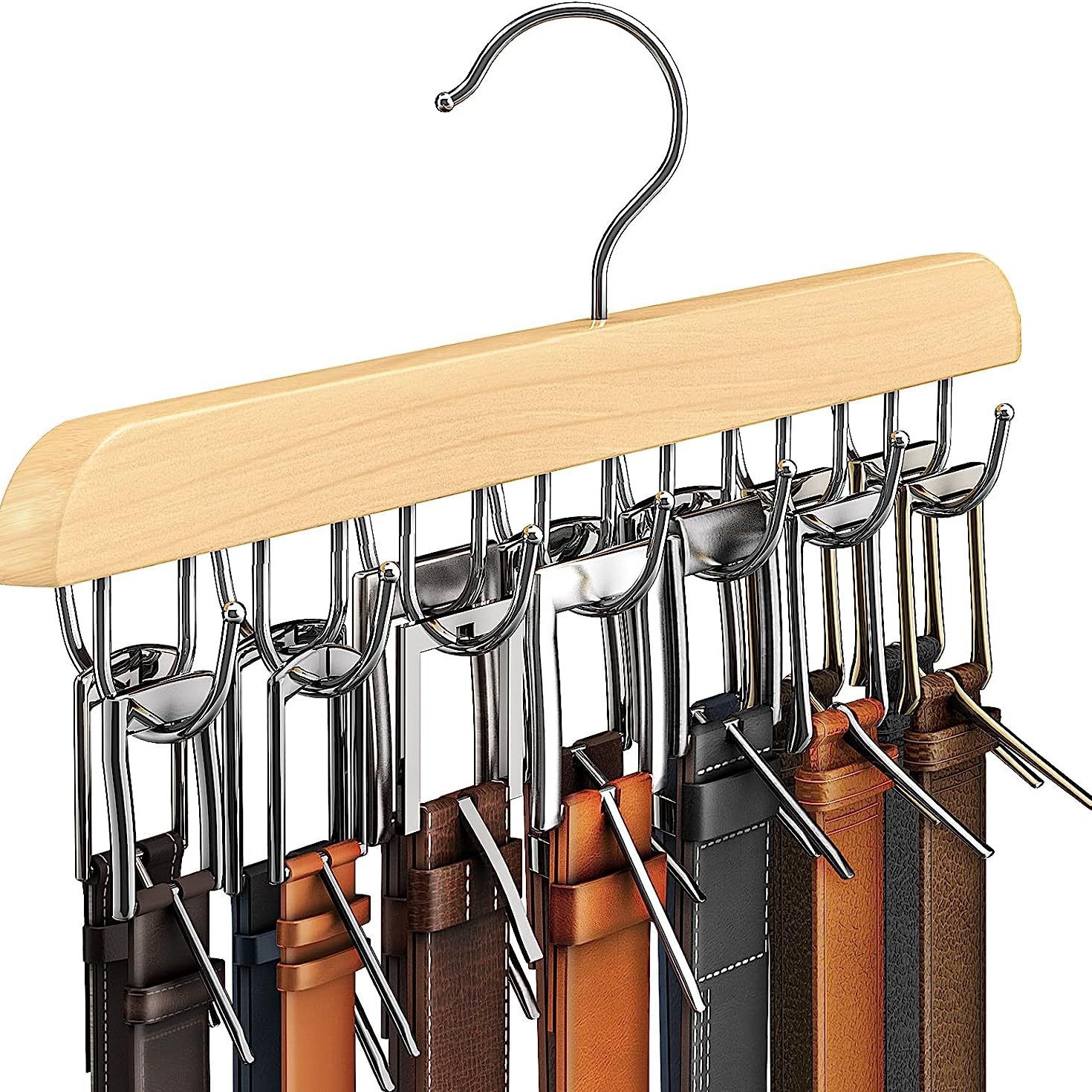 Solid Wood Belt Storage Rack Household Belt Tie Hook Hanger Underwear Sling Multi-Functional Solid Wood Tie Rack