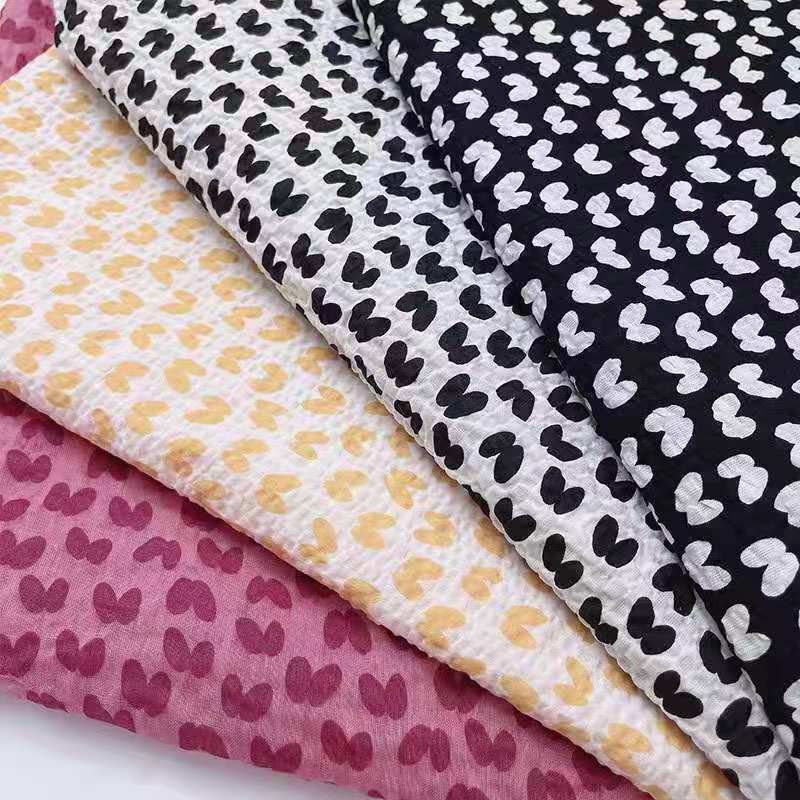 21年新品全棉3d盐缩印花布料泡泡碎花时装连衣裙面料肌理感布料