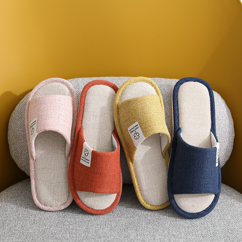 New Four Seasons Linen Home Slippers Men and Women Indoor Home Couple Spring and Autumn Universal Home Cotton Linen Slippers Spring and Summer