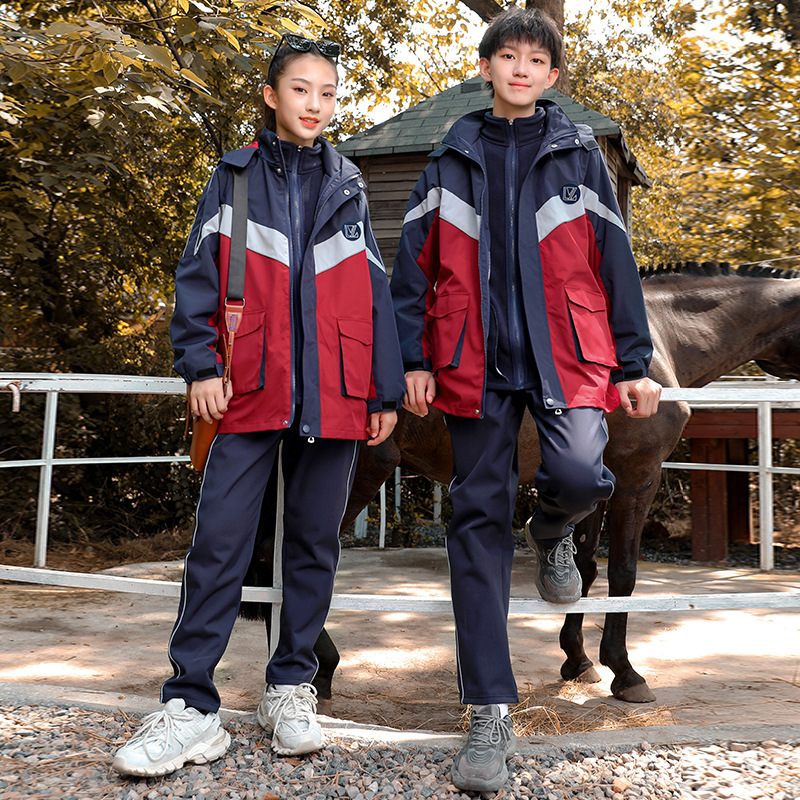 澜洋贝贝冲锋衣三合一中学生校服冬装运动服儿童小学生班服y855