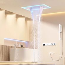 跨境新品暗装入墙式淋浴花洒全铜天幕恒温嵌入式瀑布洗淋浴嵌套装