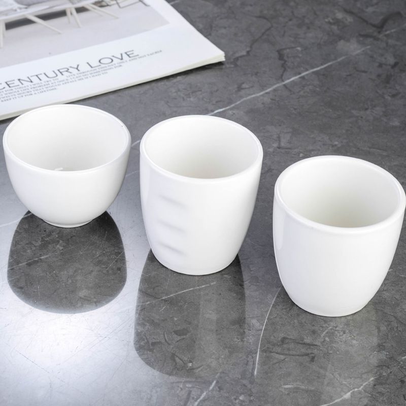 陶瓷茶杯纯白色陶瓷杯子酒店摆台早茶楼餐厅饭店杯子小