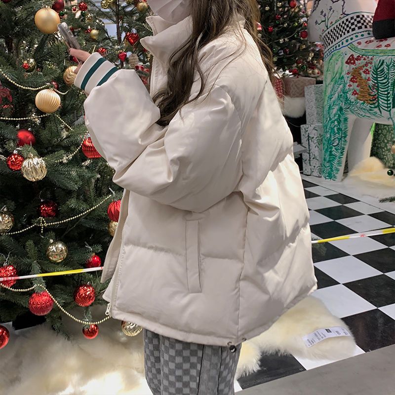 2023年冬季新款韩版宽松绣花学生面包服棉衣女棉服加厚保暖外套潮