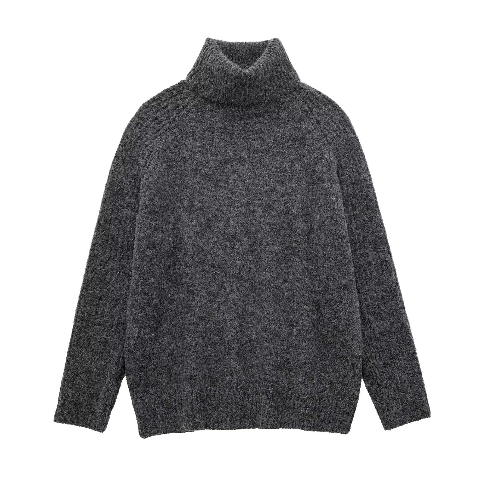 2022秋季外贸批发女装立领针织衫灰色毛衣-阿里巴巴