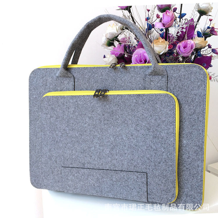 批发 化纤毛毡包 方便手提包 时尚休闲 手提毛毡电脑包