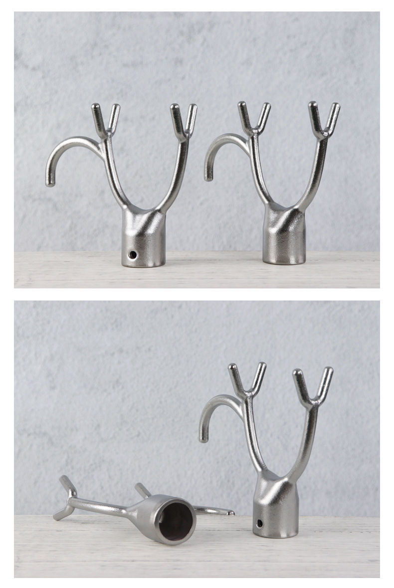 晾衣叉头金属不锈钢叉头可悬挂晾衣杆大弯推拉钩衣架撑挑衣撑衣杆