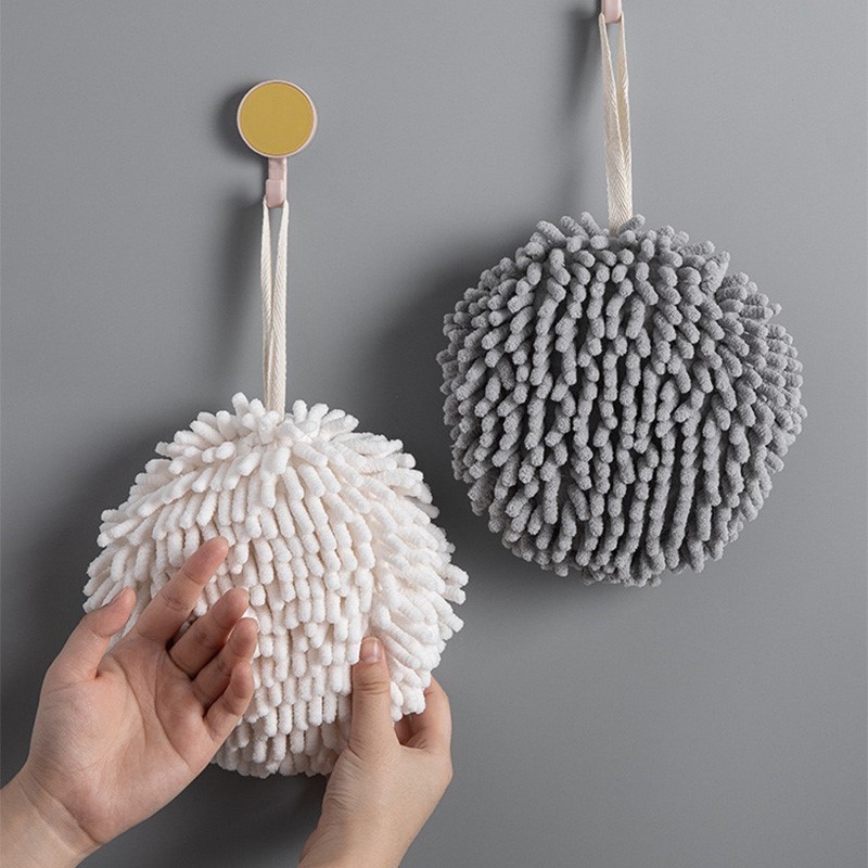 Japanese Chenille Hand-Wiping Ball Hanging Hand Towel Kitchen Thickened Water-Absorbing Quick-Drying Bathroom Cute Rag Nordic