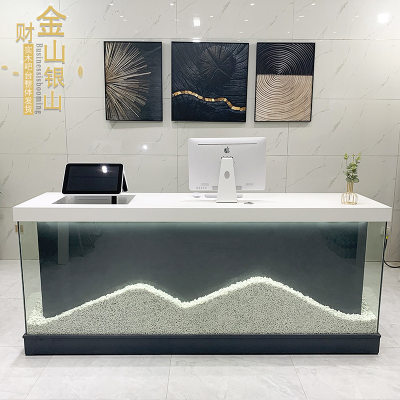 收银台服装店铺美容院接待台公司前台钢化玻璃养生馆餐厅迎宾吧台