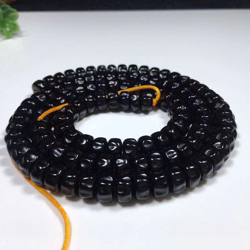 天然印尼椰蒂菩提子桶珠雕刻百香籽 藏式椰蒂佛珠108颗直播供应