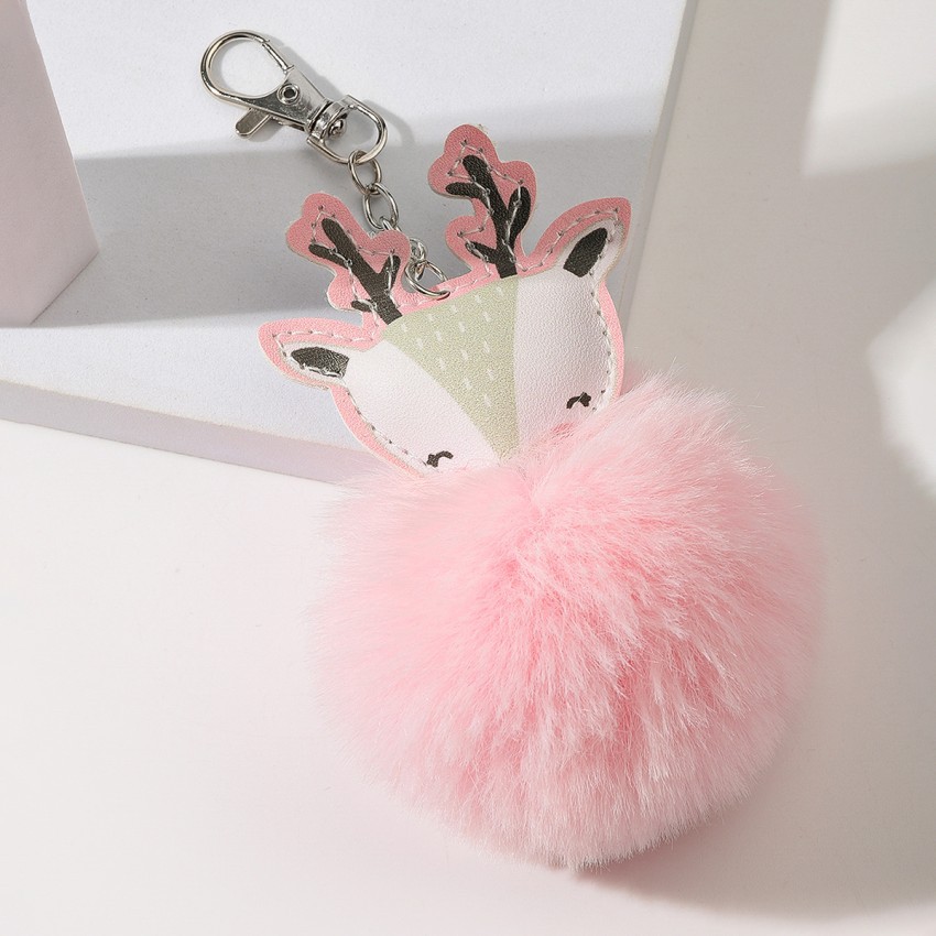 跨境圣诞鹿小鹿毛绒钥匙扣挂件毛绒狐狸包包饰品配饰钱包小挂坠