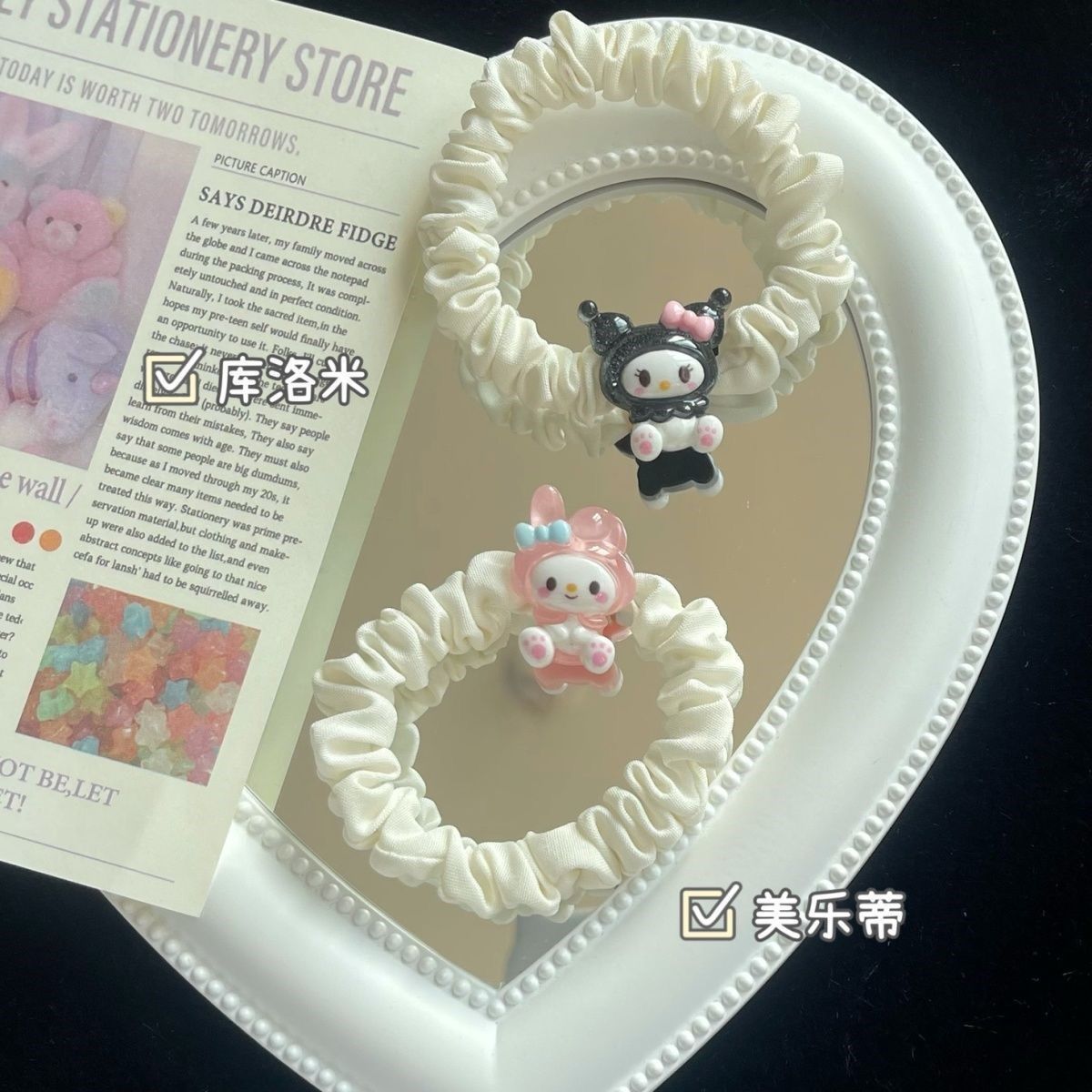 Cute Cinnamoroll Babycinnamoroll Melody Hair Band Cartoon Sanrio Hair Rope Internet Celebrity Ins Hair Rope Simple All-Match Small Intestine Ring