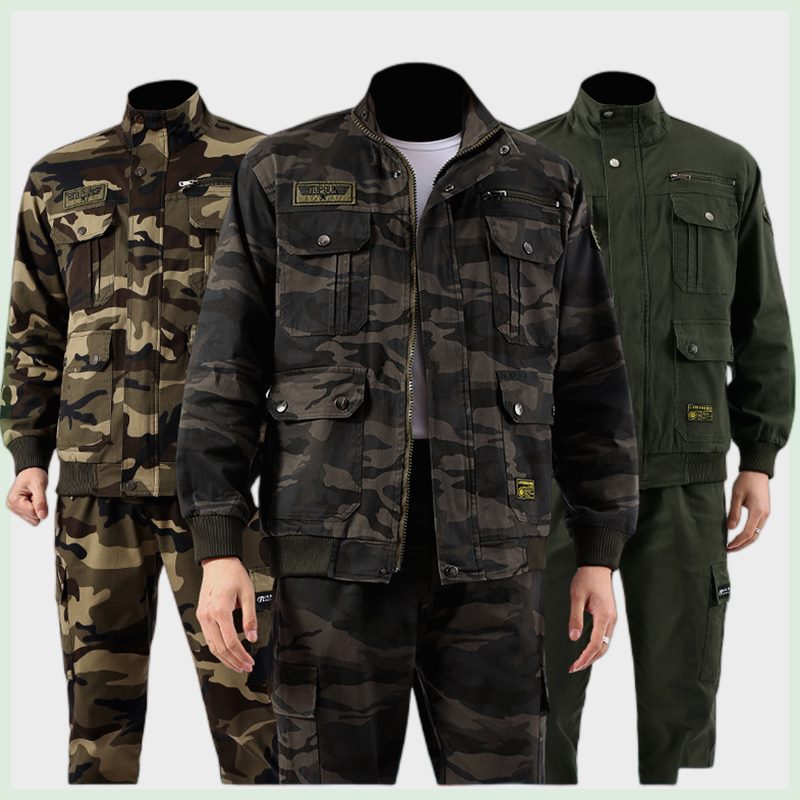 静儿迷彩服装春秋季微弹力工作服套装男装电焊工迷彩工装汽修耐磨