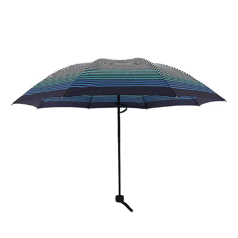 Sunny and Rainy Dual-Use Sun Umbrella Striped Large Manual Eight-Bone Folding Reinforced Sun Protection Umbrella Advertising Umbrella