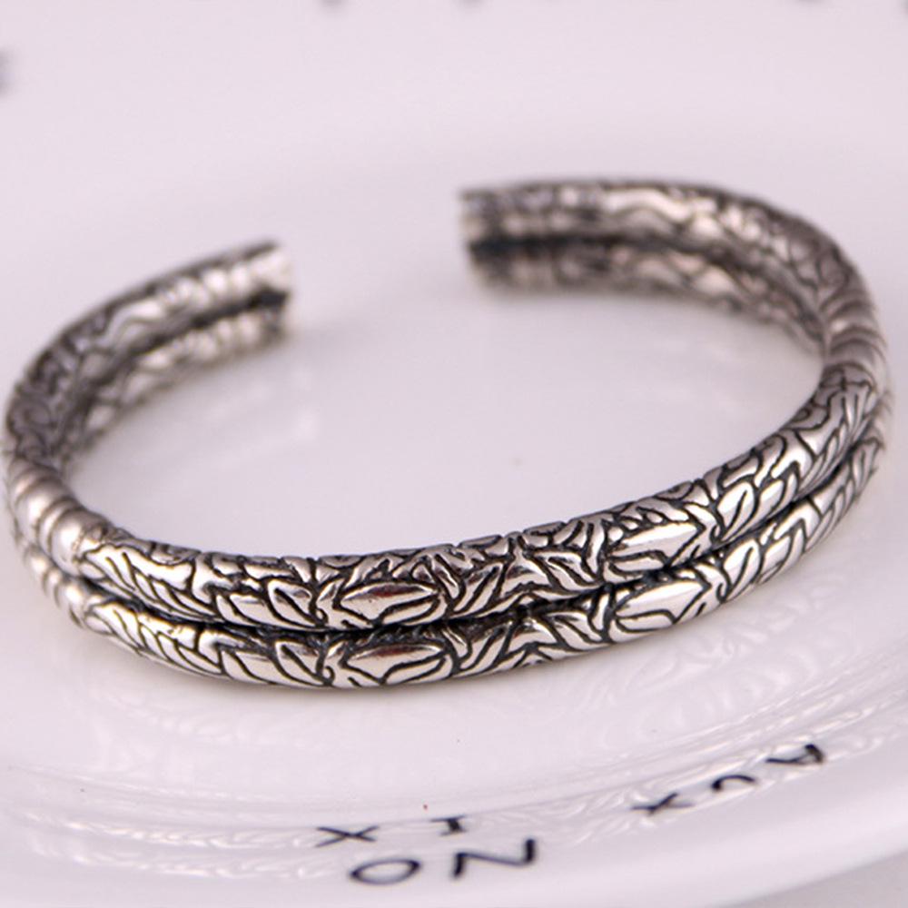 沙海张日山同款手镯男女士老九门佛爷二响环复古镀银双响开口手环