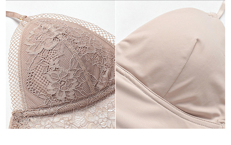 超薄礼服婚纱u型大露背美背法式三角杯内衣少女 蕾丝无钢圈文胸罩