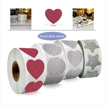 新款卷装闪光膜标签情人节爱心礼物艺术品商业装饰不干胶封口贴纸
