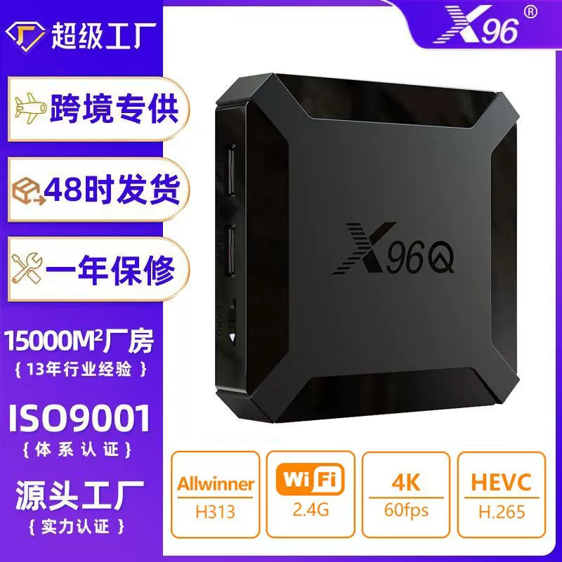 X96Q安卓10全志H313网络机顶盒TV BOX 2.4GWIFI高清4K外贸电视盒
