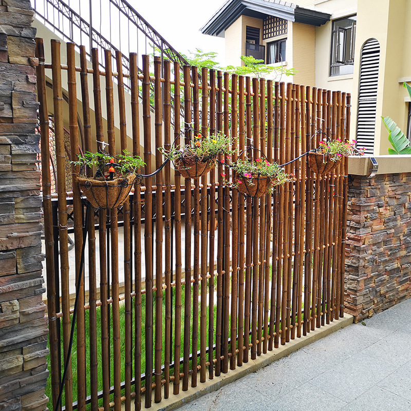 竹篱笆栅栏门庭院户外摆盘小花园日式碳化木背景墙别墅院子围防腐