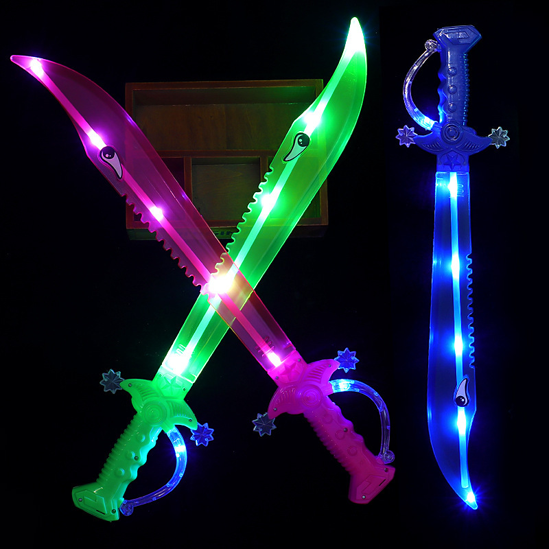 Children's Luminous Toy Knife Stall Wholesale Electronic Music Laser Sword Gravity Induction Flash Shark Sword Stall