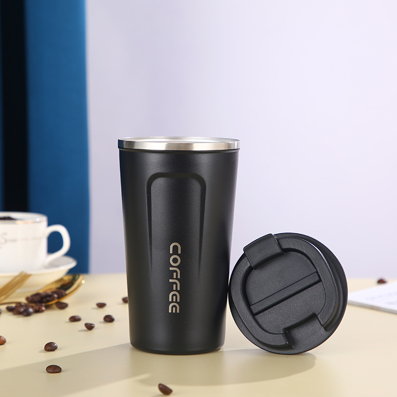 Student Portable Cup Vacuum Cup Foreign Trade Water Cup Female Portable 304 Stainless Steel Anti-Fall Dual-Use Cover Coffee Cup Customization