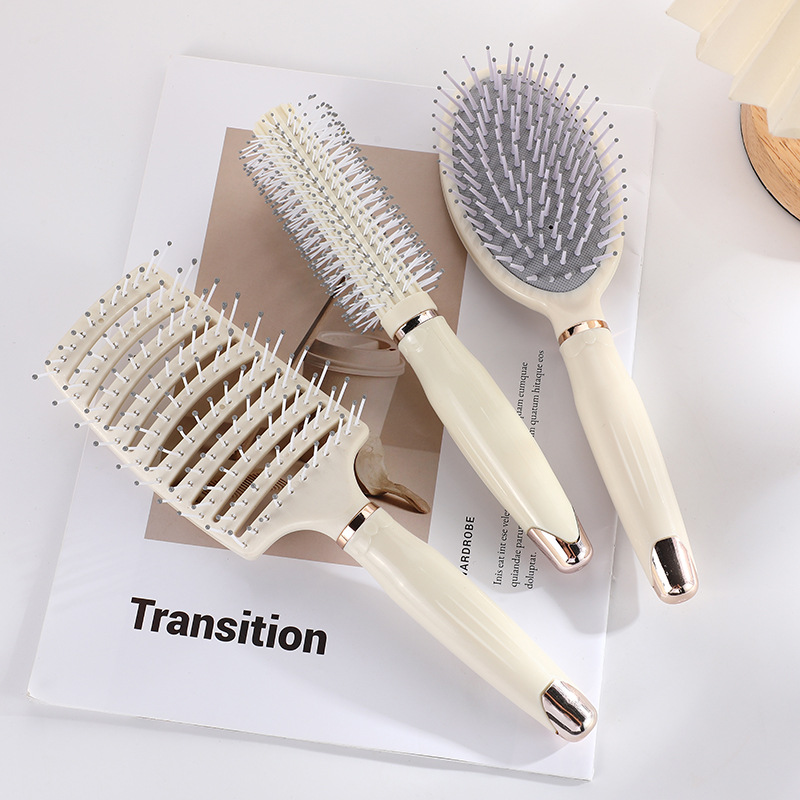 Fashion Simple Solid Color Rubber Hair Curling Comb Nerve Massage Shunfa Massage Cushion Care Anti-Knotted Comb in Stock