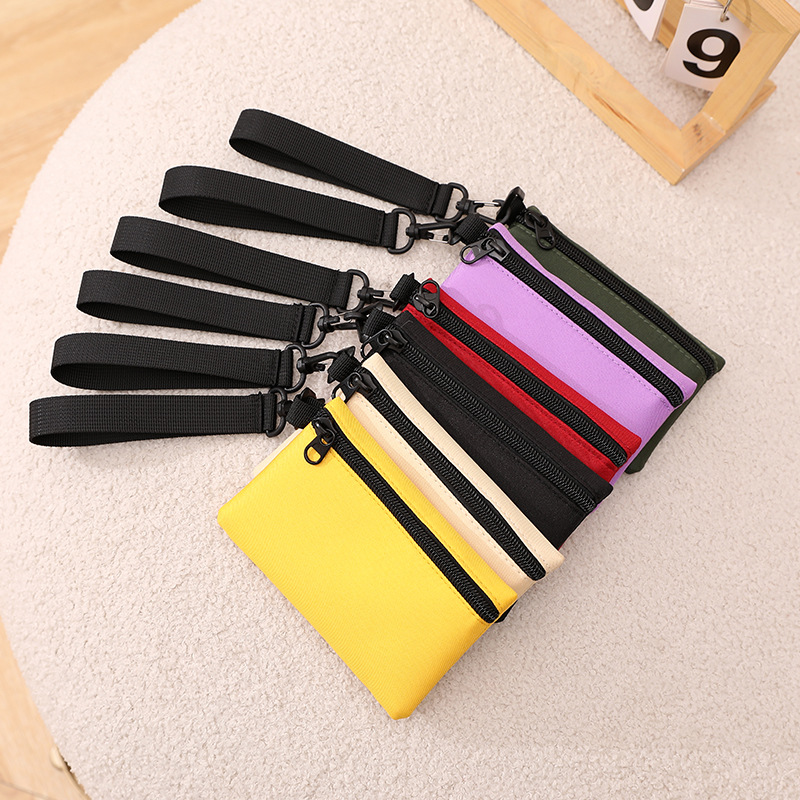 [in stock wholesale] factory direct sales 2024 korean style fabric solid color wrist coin purse key case cash bag