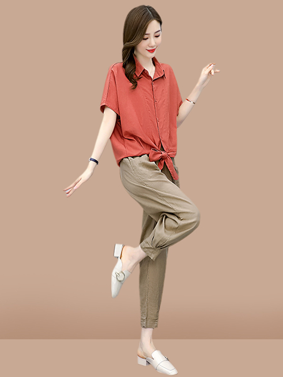 棉麻套装2022年新款夏季中年妈妈洋气减龄时尚漂亮女装两件套