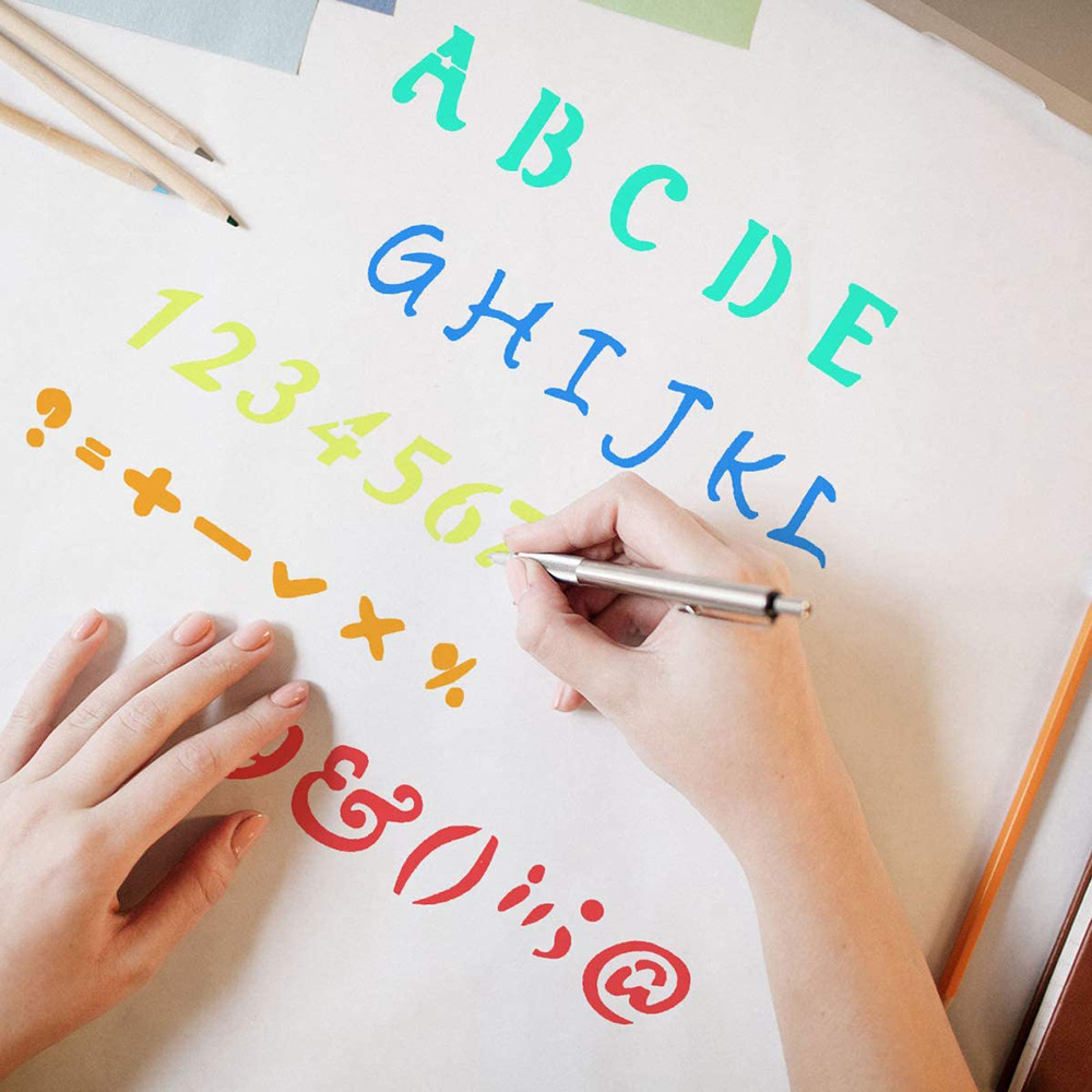 12款字母 数字模板 环保pet材质 diy手账本 纳账本 手工艺品配件