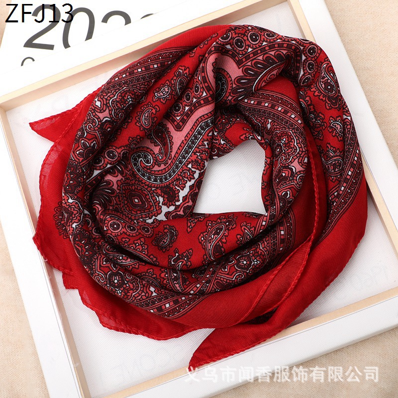 70 Square Scarf Ethnic Style Totem Cashew Cotton Yarn Scarf for Middle-Aged and Elderly People Headcloth Sun Protection Keeping Warm Thin Scarf Silk Scarf