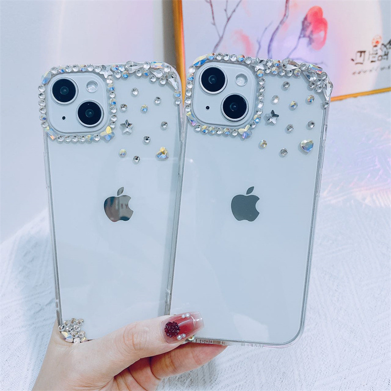新款韩系diy水钻iphone15手机壳适用苹果14promax简约13透明12女