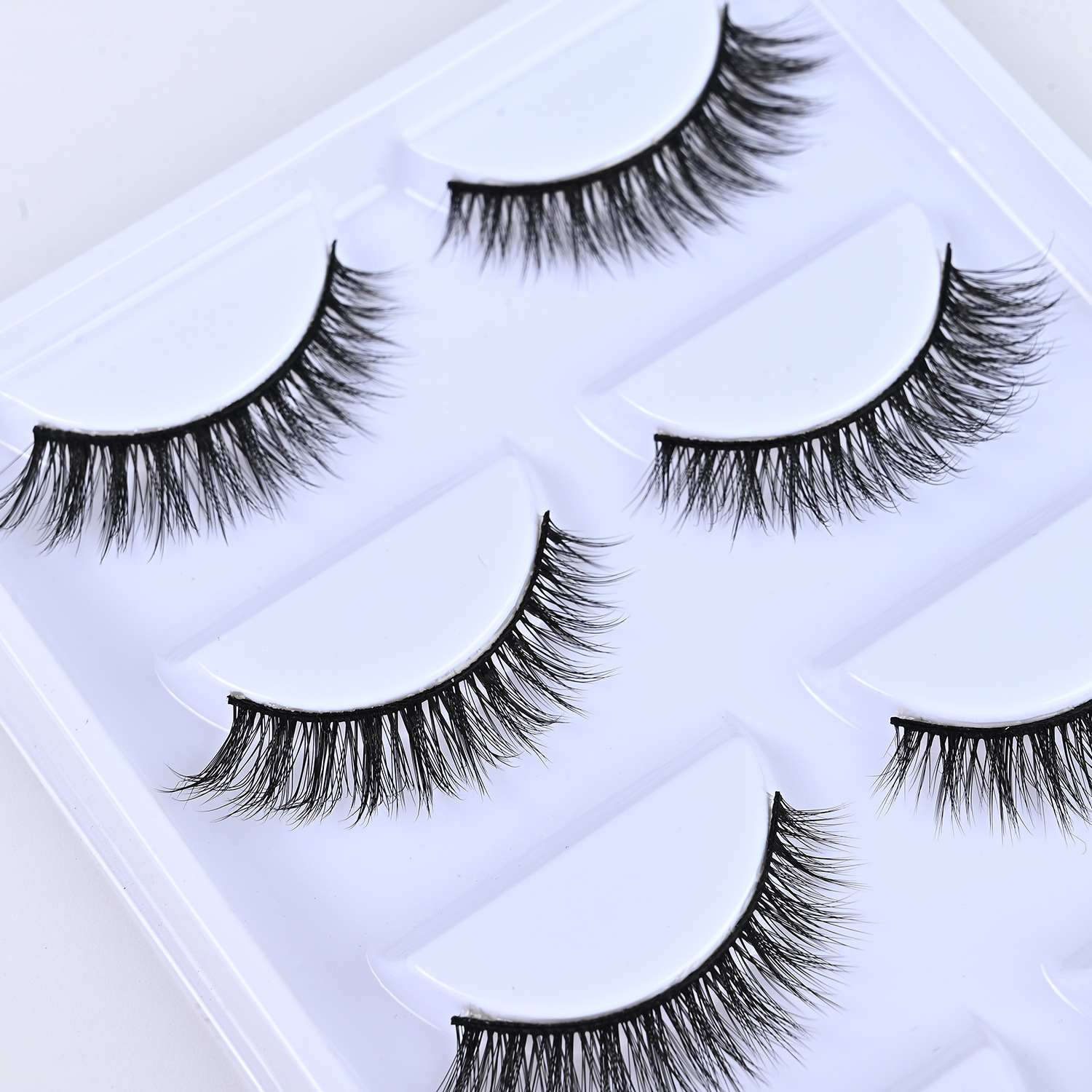 Five Pairs of Natural Simulation Soft 3D Thick One-Piece False Eyelashes Self-Adhesive Black Stem Eyelashes