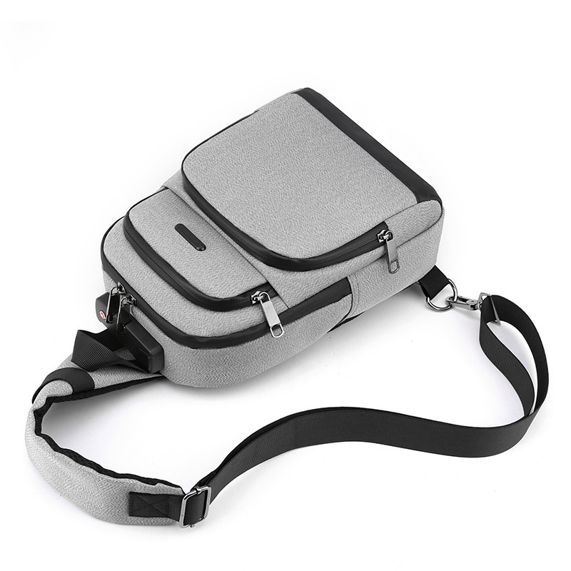 Men's Belt Password Lock Chest Bag Casual Large Capacity Shoulder Bag Waterproof Multifunctional USB Charging Crossbody Bag