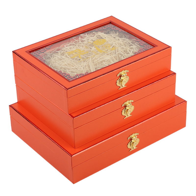 新款橙色鱼胶包装盒250克500克花胶鳘鱼胶礼品盒鳕鱼胶空礼盒皮盒