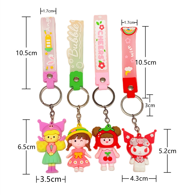 Braid Girl Sanrio Girl Cherry Blossom Sanrio Cartoon Leather Rope Keychain Push Training Small Gift Pendant